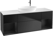 Тумба під раковину Villeroy & Boch Finion 160х50,1 см із підсвічуванням МДФ чорний матовий лак/скло біле матове F981PDPD