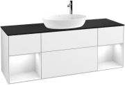 Тумба под раковину Villeroy & Boch Finion 160х50,1 см с подсветкой МДФ глянцевый белый лак/стекло черное матовое  F982GFGF