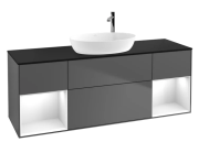 Тумба під раковину Villeroy & Boch Finion 160х50,1 см із підсвічуванням МДФ антрацит матовий лак/скло чорне матове F982GFGK