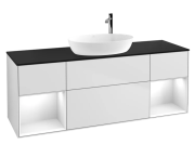 Тумба під раковину Villeroy & Boch Finion 160х50,1 см із підсвічуванням МДФ білий матовий лак/скло чорне матове F982GFMT