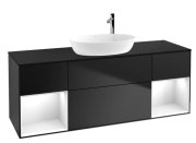 Тумба під раковину Villeroy & Boch Finion 160х50,1 см із підсвічуванням МДФ чорний матовий лак/скло чорне матове F982GFPD