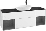 Тумба під раковину Villeroy & Boch Finion 160х50,1 см з підсвічуванням МДФ білий глянцевий лак/скло чорне матове F982GKGF