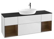Тумба під раковину Villeroy & Boch Finion 160х50,1 см із підсвічуванням МДФ білий матовий лак/скло чорне матове F982GNMT