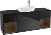 Тумба під раковину Villeroy & Boch Finion 160х50,1 см із підсвічуванням МДФ чорний матовий лак/скло чорне матове F982GNPD