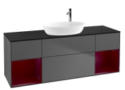 Тумба під раковину Villeroy & Boch Finion 160х50,1 см із підсвічуванням МДФ антрацит матовий лак/скло чорне матове F982HBGK