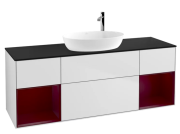 Тумба під раковину Villeroy & Boch Finion 160х50,1 см із підсвічуванням МДФ білий матовий лак/скло чорне матове F982HBMT