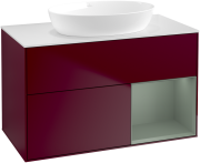 Тумба под раковину Villeroy & Boch Finion 100х50,1 см с подсветкой МДФ пион матовый лак/стекло белое матовое GA21GMHB