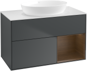 Тумба под раковину Villeroy & Boch Finion 100х50,1 см с подсветкой МДФ темно-синий матовый лак/стекло белое матовое GA21GNHG