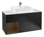 Тумба под раковину Villeroy & Boch Finion 120х50,1 см с подсветкой МДФ черный матовый лак/стекло белое матовое F161GNPD