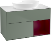 Тумба под раковину Villeroy & Boch Finion 100х50,1 см с подсветкой МДФ оливковый матовый лак/стекло белое матовое GA21HBGM