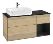 Тумба под раковину Villeroy & Boch Finion 120х50,1 см с подсветкой МДФ шпон дуба/стекло черное матовое G152PDPC