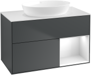 Тумба под раковину Villeroy & Boch Finion 100х50,1 см с подсветкой МДФ темно-синий матовый лак/стекло белое матовое GA21GFHG