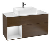 Тумба под раковину Villeroy & Boch Finion 120х50,1 см с подсветкой МДФ шпон грецкого ореха/стекло белое матовое F161MTGN