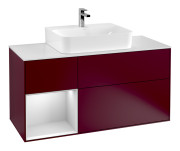 Тумба под раковину Villeroy & Boch Finion 120х50,1 см с подсветкой МДФ пион матовый лак/стекло белое матовое F161MTHB