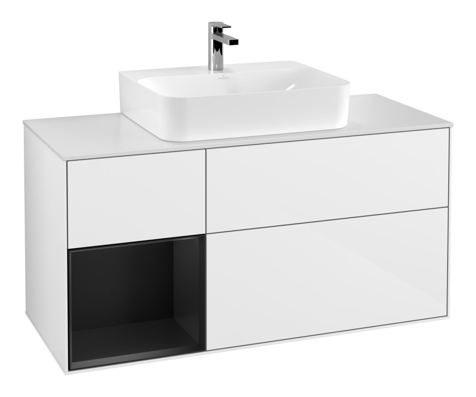 Тумба под раковину Villeroy & Boch Finion 120х50,1 см с подсветкой МДФ глянцевый белый лак/стекло белое матовое F161PDGF