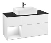 Тумба под раковину Villeroy & Boch Finion 120х50,1 см с подсветкой МДФ глянцевый белый лак/стекло черное матовое F162GFGF