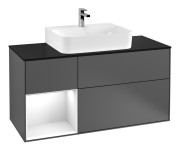 Тумба под раковину Villeroy & Boch Finion 120х50,1 см с подсветкой МДФ антрацит матовый лак/стекло черное матовое F162GFGK