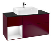 Тумба под раковину Villeroy & Boch Finion 120х50,1 см с подсветкой МДФ пион матовый лак/стекло черное матовое F162GFHB