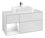 Тумба под раковину Villeroy & Boch Finion 120х50,1 см с подсветкой МДФ белый матовый лак/стекло белое матовое F161GFMT