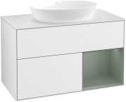 Тумба под раковину Villeroy & Boch Finion 100х50,1 см с подсветкой МДФ глянцевый белый лак/стекло белое матовое GA21GMGF