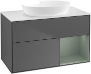 Тумба під раковину Villeroy & Boch Finion 100х50,1 см з підсвічуванням антрацит матовий лак/скло біле матове GA21GMGK