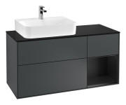 Тумба под раковину Villeroy & Boch Finion 120х50,1 см с подсветкой МДФ темно-синий матовый лак/стекло черное матовое G152PDHG