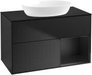 Тумба под раковину Villeroy & Boch Finion 100х50,1 см с подсветкой МДФ черный матовый лак/стекло черное матовое GA22PDPD