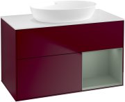 Тумба под раковину Villeroy & Boch Finion 100х50,1 см с подсветкой МДФ пион матовый лак/стекло белое матовое GA21GMHB