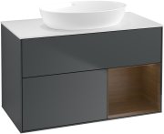 Тумба под раковину Villeroy & Boch Finion 100х50,1 см с подсветкой МДФ темно-синий матовый лак/стекло белое матовое GA21GNHG