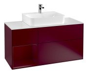 Тумба під раковину Villeroy & Boch Finion 120х50,1 см із підсвічуванням МДФ півонія матовий лак/скло біле матове F161HBHB