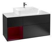 Тумба під раковину Villeroy & Boch Finion 120х50,1 см із підсвічуванням МДФ чорний матовий лак/скло біле матове F161HBPD