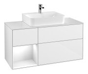 Тумба под раковину Villeroy & Boch Finion 120х50,1 см с подсветкой МДФ глянцевый белый лак/стекло белое матовое F161GFGF