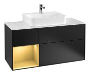 Тумба під раковину Villeroy & Boch Finion 120х50,1 см із підсвічуванням МДФ чорний матовий лак/скло біле матове F161HFPD