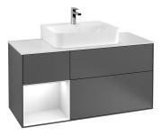 Тумба под раковину Villeroy & Boch Finion 120х50,1 см с подсветкой МДФ антрацит матовый лак/стекло белое матовое F161GFGK