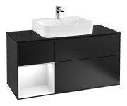 Тумба під раковину Villeroy & Boch Finion 120х50,1 см із підсвічуванням МДФ чорний матовий лак/скло чорне матове F162GFPD