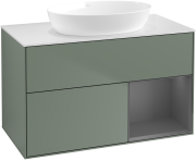 Тумба под раковину Villeroy & Boch Finion 100х50,1 см с подсветкой МДФ оливковый матовый лак/стекло белое матовое GA21GKGM