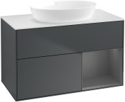 Тумба під раковину Villeroy & Boch Finion 100х50,1 см із підсвічуванням МДФ темно-синій матовий лак/скло біле матове GA21GKHG