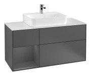 Тумба під раковину Villeroy & Boch Finion 120х50,1 см із підсвічуванням МДФ антрацит матовий лак/скло біле матове F161GKGK