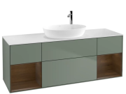 Тумба под раковину Villeroy & Boch Finion 160х50,1 см с подсветкой МДФ оливковый матовый лак/стекло белое матовое F981GNGM