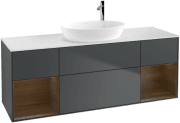 Тумба под раковину Villeroy & Boch Finion 160х50,1 см с подсветкой МДФ темно-синий матовый лак/стекло белое матовое F981GNHG
