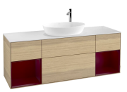 Тумба под раковину Villeroy & Boch Finion 160х50,1 см с подсветкой МДФ шпон дуба/стекло белое матовое F981HBPC