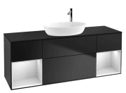 Тумба під раковину Villeroy & Boch Finion 160х50,1 см із підсвічуванням МДФ чорний матовий лак/скло чорне матове F982MTPD