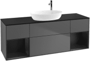 Тумба під раковину Villeroy & Boch Finion 160х50,1 см із підсвічуванням МДФ антрацит матовий лак/скло чорне матове F982PDGK