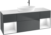 Тумба под раковину Villeroy & Boch Finion 160х50,1 см с подсветкой МДФ темно-синий матовый лак/стекло белое матовое F981GFHG