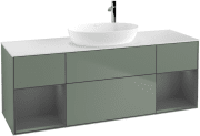 Тумба під раковину Villeroy & Boch Finion 160х50,1 см із підсвічуванням МДФ оливковий матовий лак/скло біле матове F981GKGM