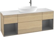 Тумба под раковину Villeroy & Boch Finion 160х50,1 см с подсветкой МДФ шпон дуба/стекло белое матовое F981GKPC
