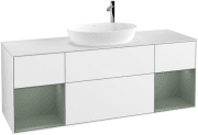 Тумба под раковину Villeroy & Boch Finion 160х50,1 см с подсветкой МДФ глянцевый белый лак/стекло белое матовое F981GMGF
