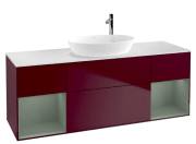 Тумба под раковину Villeroy & Boch Finion 160х50,1 см с подсветкой МДФ пион матовый лак/стекло белое матовое F981GMHB