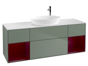 Тумба под раковину Villeroy & Boch Finion 160х50,1 см с подсветкой МДФ оливковый матовый лак/стекло белое матовое F981HBGM