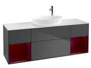 Тумба під раковину Villeroy & Boch Finion 160х50,1 см із підсвічуванням МДФ темно-синій матовий лак/скло біле матове F981HBHG